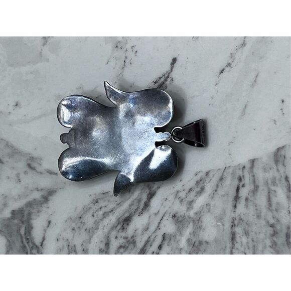 Vintage Southwest 980 Sterling Silver Turquoise Angel Pendant - Picture 5 of 7